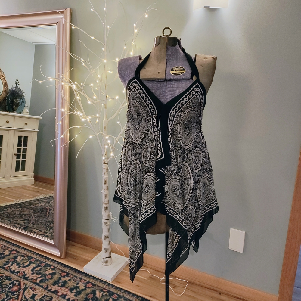 Black and White Paisley Halter Top
